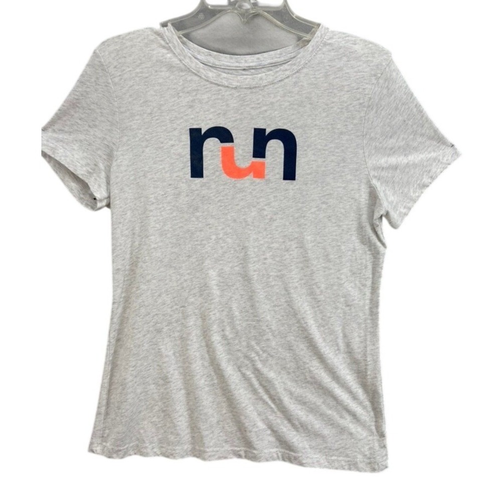 Oiselle T-Shirt Womens Sz XL Heather Grey RUN Graphic Short Sleeve Athletic
